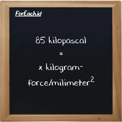 Example kilopascal to kilogram-force/milimeter<sup>2</sup> conversion (85 kPa to kgf/mm<sup>2</sup>)